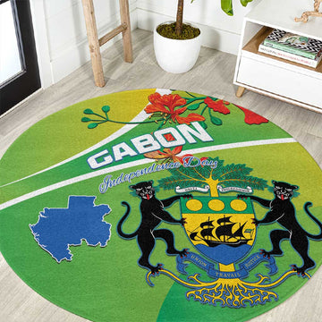 Gabon Independence Day Round Carpet Gradient Style LT15