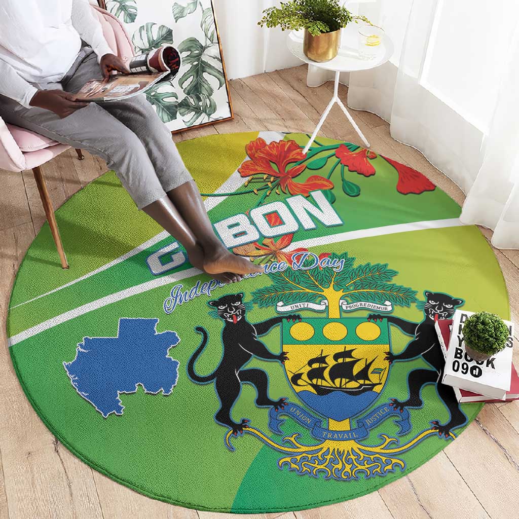 Gabon Independence Day Round Carpet Gradient Style LT15