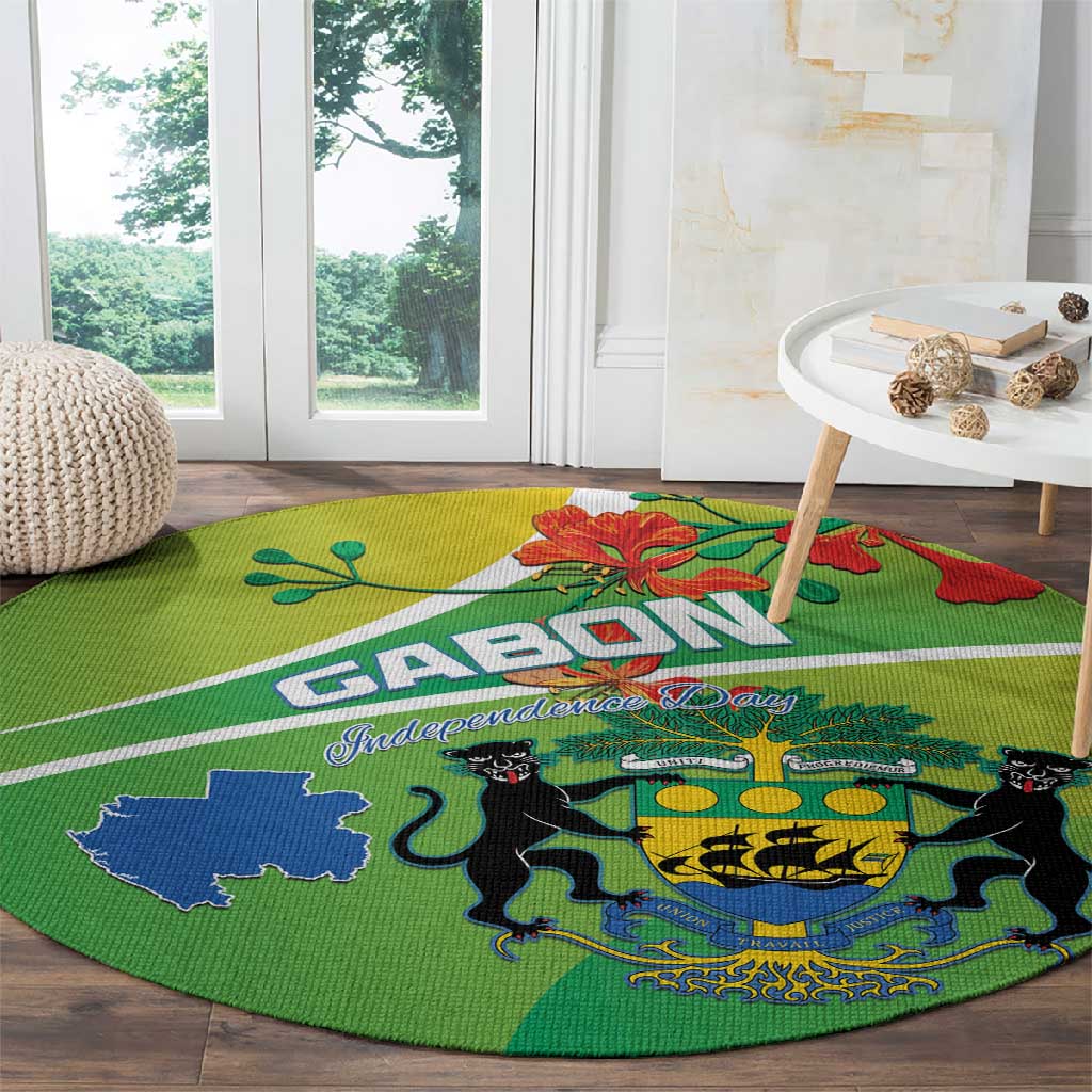 Gabon Independence Day Round Carpet Gradient Style LT15