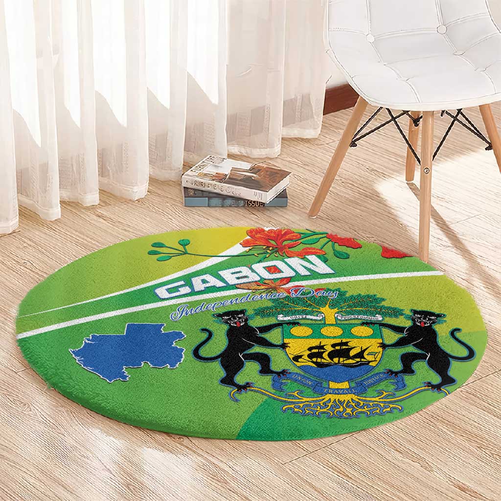 Gabon Independence Day Round Carpet Gradient Style LT15
