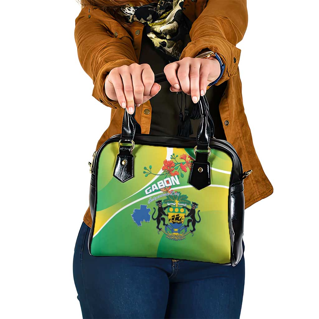Gabon Independence Day Shoulder Handbag Coat Of Arms With Map LT15