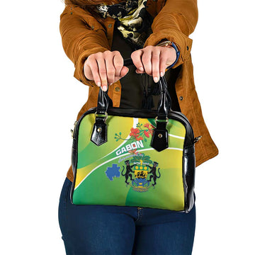 Gabon Independence Day Shoulder Handbag Coat Of Arms With Map LT15
