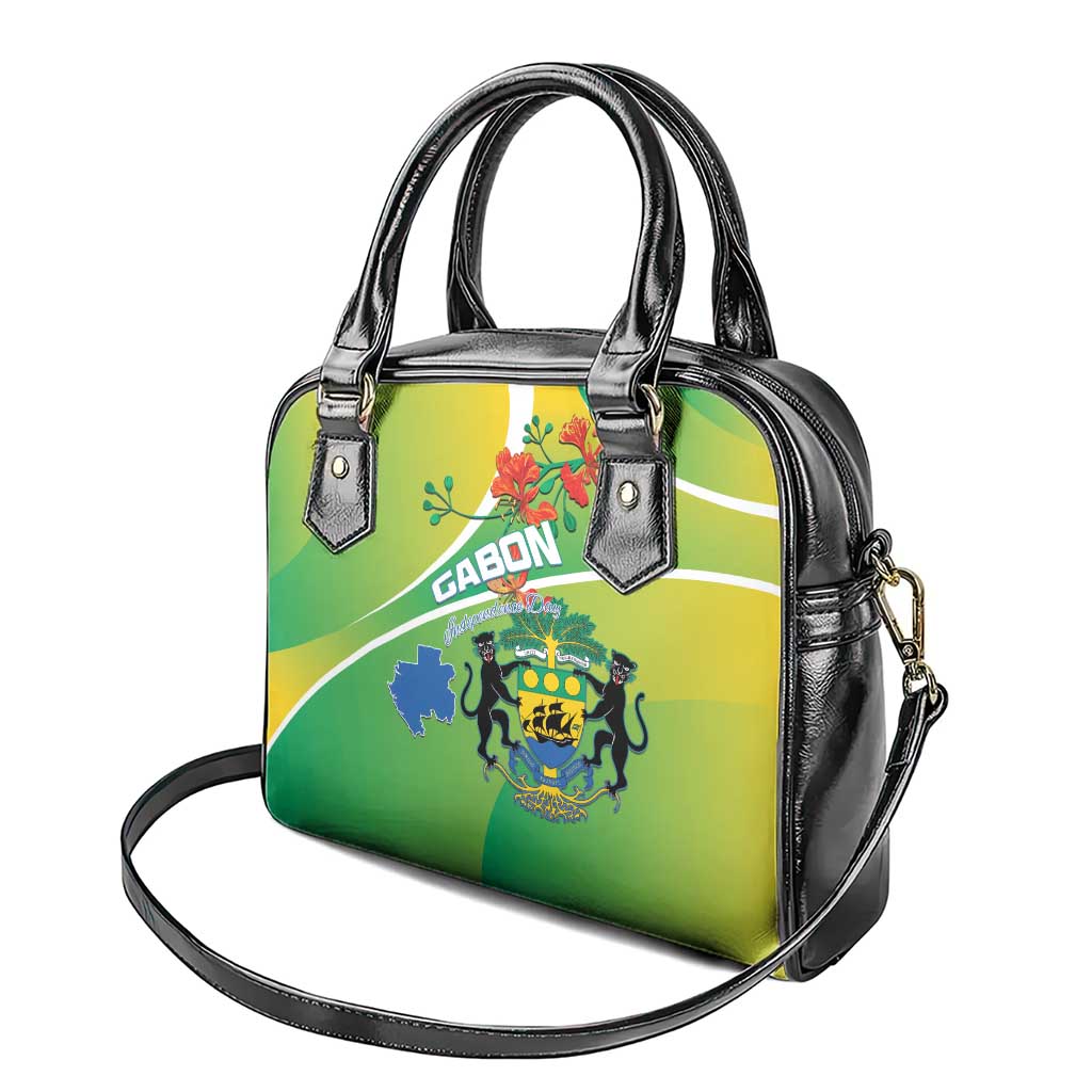 Gabon Independence Day Shoulder Handbag Coat Of Arms With Map LT15