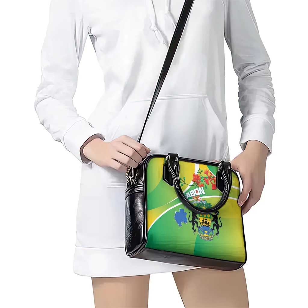 Gabon Independence Day Shoulder Handbag Coat Of Arms With Map LT15