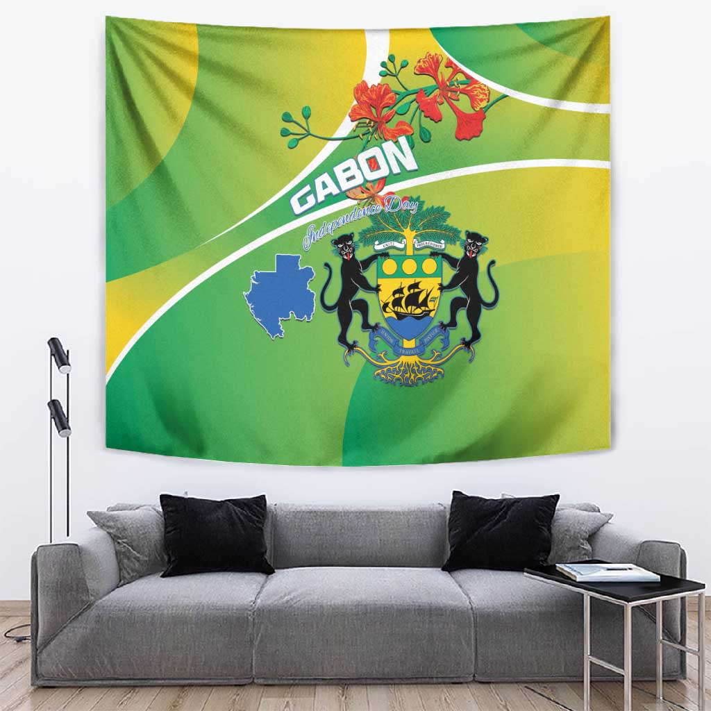 Gabon Independence Day Tapestry Gradient Style LT15