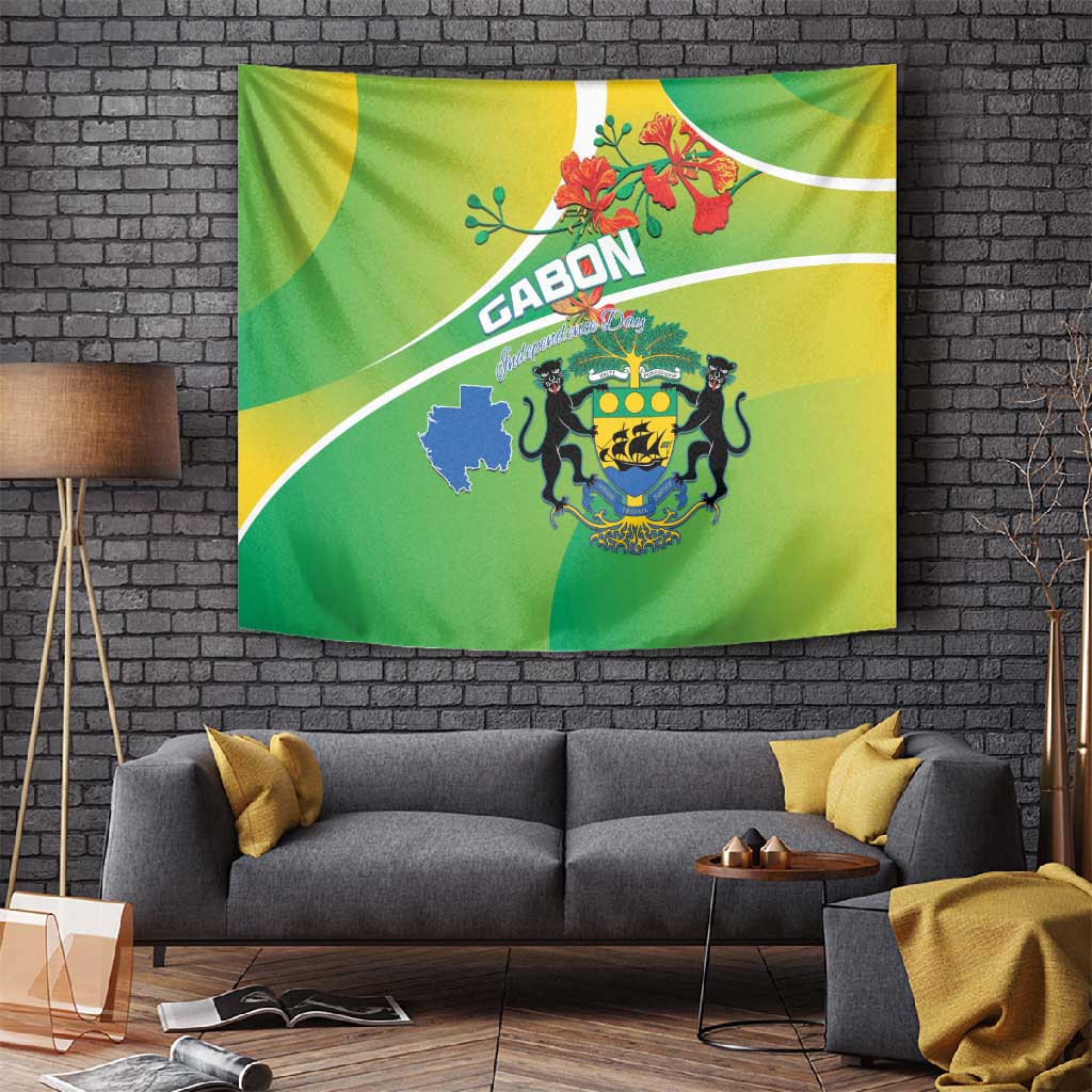 Gabon Independence Day Tapestry Gradient Style LT15