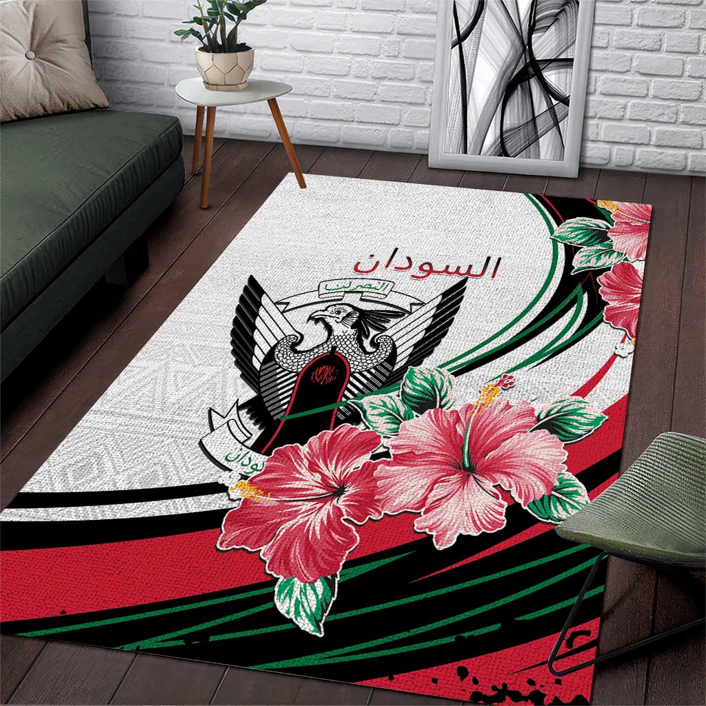 Sudan Area Rug Sudanese Secretary Bird With Hibiscus LT15
