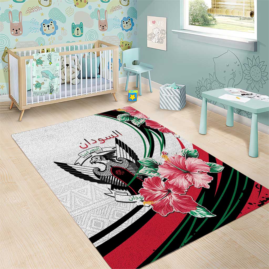 Sudan Area Rug Sudanese Secretary Bird With Hibiscus LT15