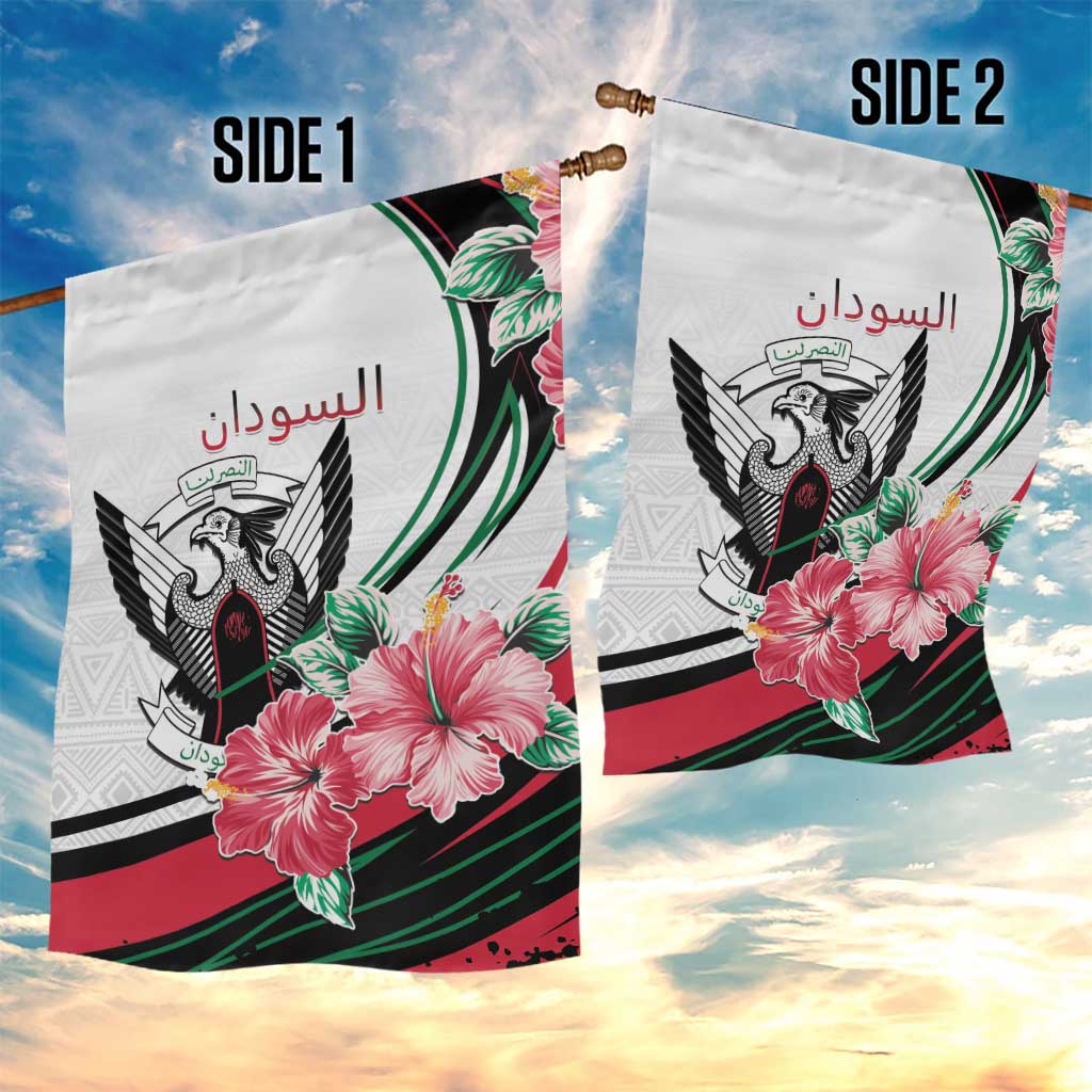Sudan Garden Flag Sudanese Secretary Bird With Hibiscus LT15