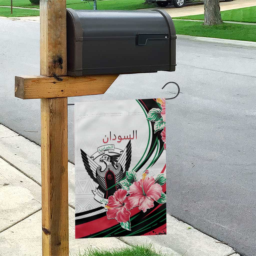 Sudan Garden Flag Sudanese Secretary Bird With Hibiscus LT15
