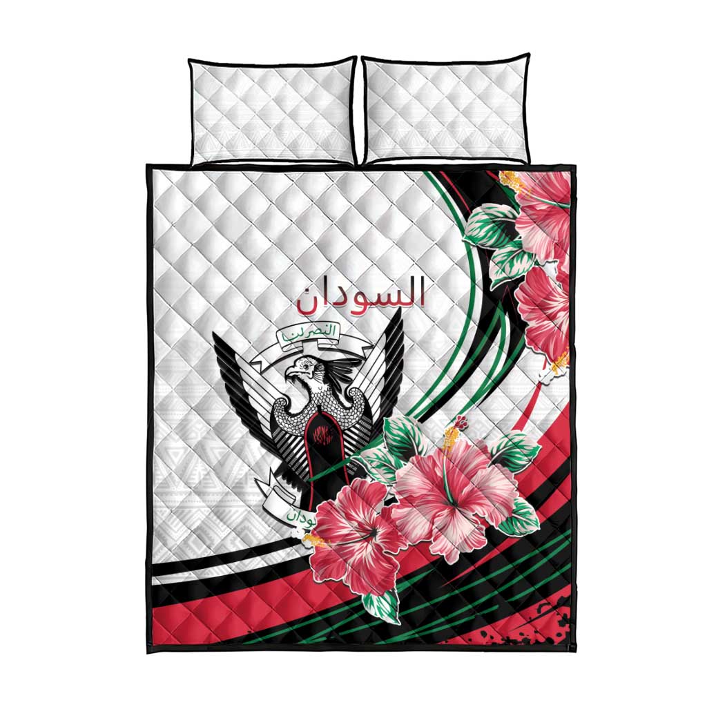 Sudan Quilt Bed Set Sudanese Secretary Bird With Hibiscus LT15