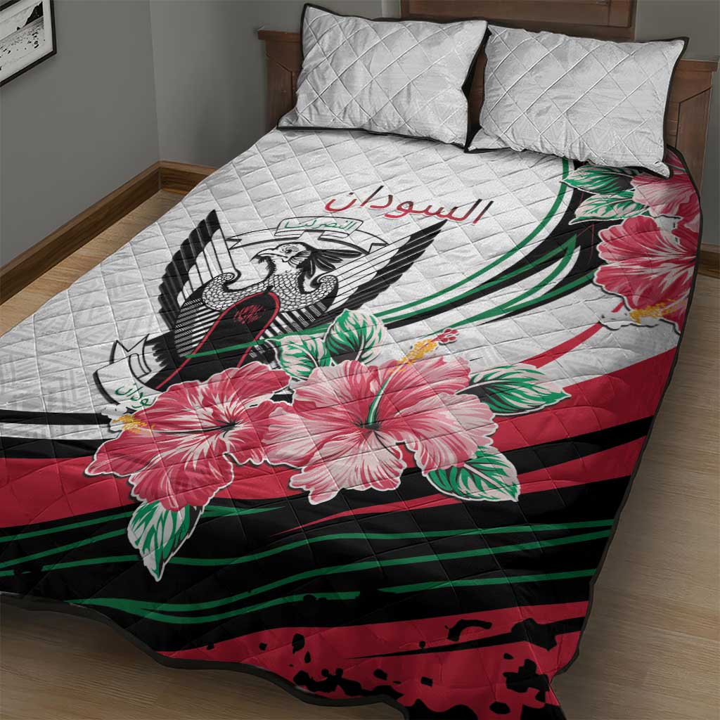 Sudan Quilt Bed Set Sudanese Secretary Bird With Hibiscus LT15