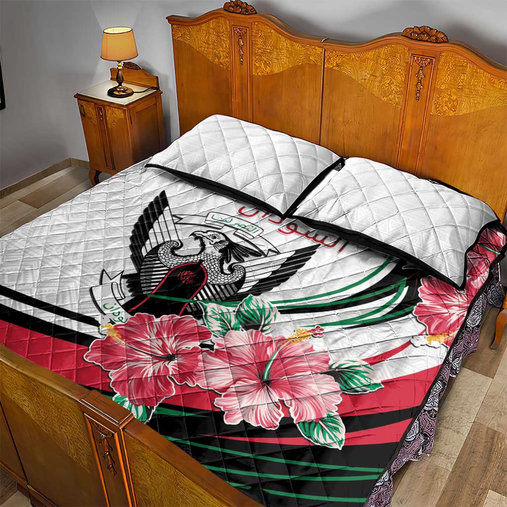 Sudan Quilt Bed Set Sudanese Secretary Bird With Hibiscus LT15