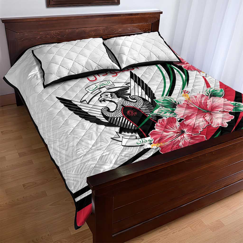 Sudan Quilt Bed Set Sudanese Secretary Bird With Hibiscus LT15