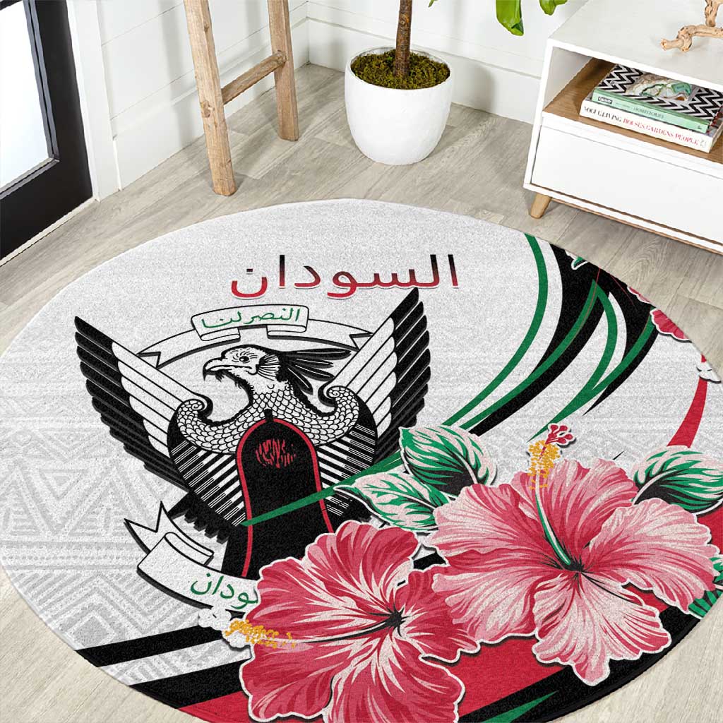 Sudan Round Carpet Sudanese Secretary Bird With Hibiscus LT15