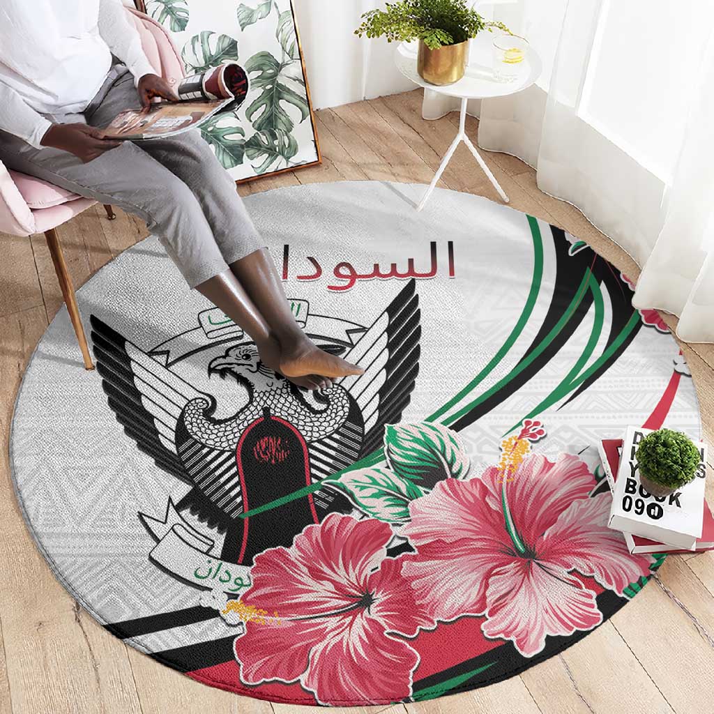 Sudan Round Carpet Sudanese Secretary Bird With Hibiscus LT15