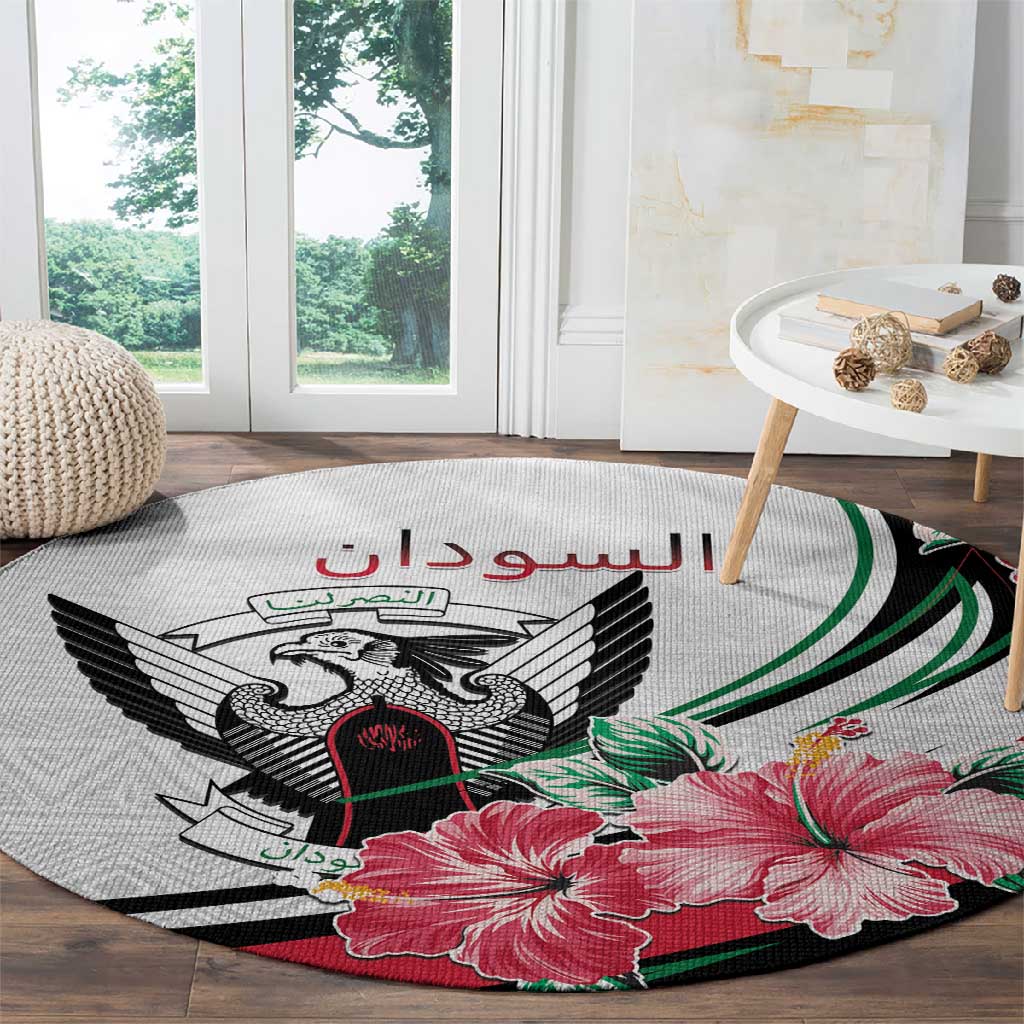 Sudan Round Carpet Sudanese Secretary Bird With Hibiscus LT15