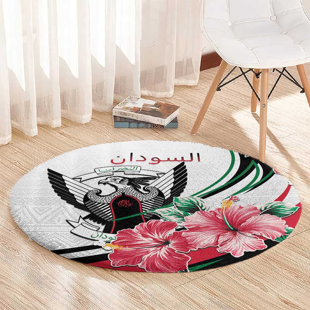 Sudan Round Carpet Sudanese Secretary Bird With Hibiscus LT15