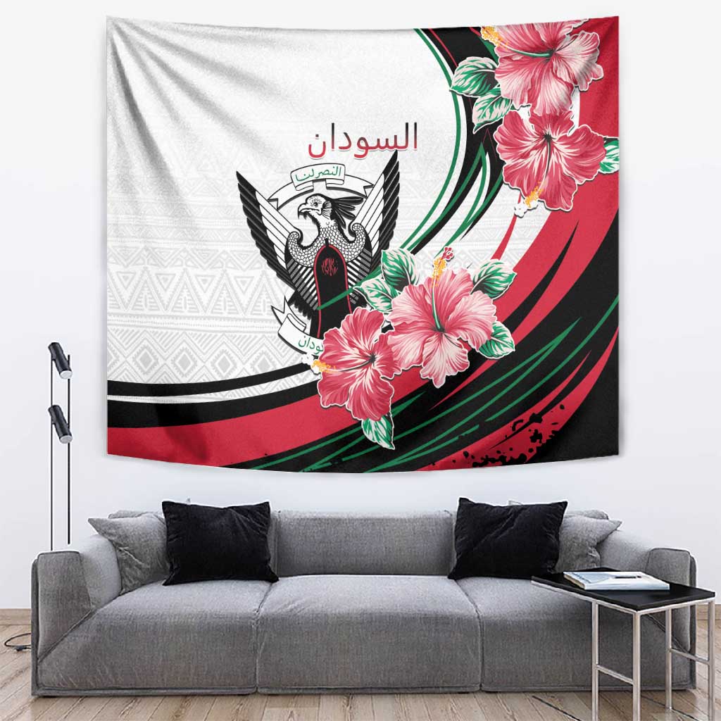 Sudan Tapestry Sudanese Secretary Bird With Hibiscus LT15