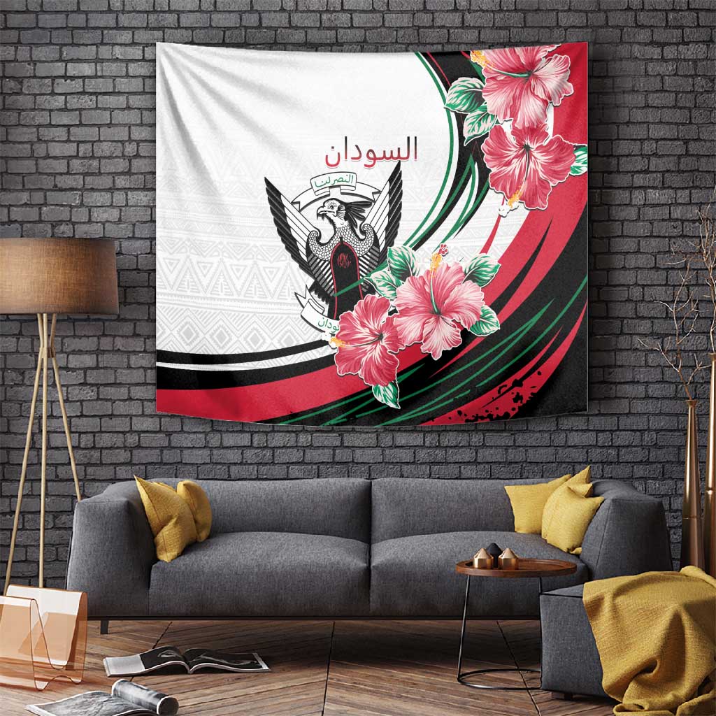 Sudan Tapestry Sudanese Secretary Bird With Hibiscus LT15