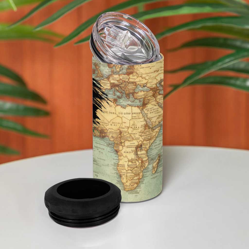 Pan-African Flag Day 4 in 1 Can Cooler Tumbler African Map - Vintage Style LT15