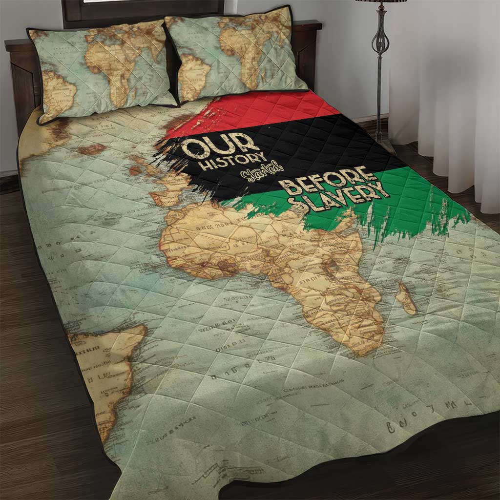 Pan-African Flag Day Quilt Bed Set African Map - Vintage Style LT15