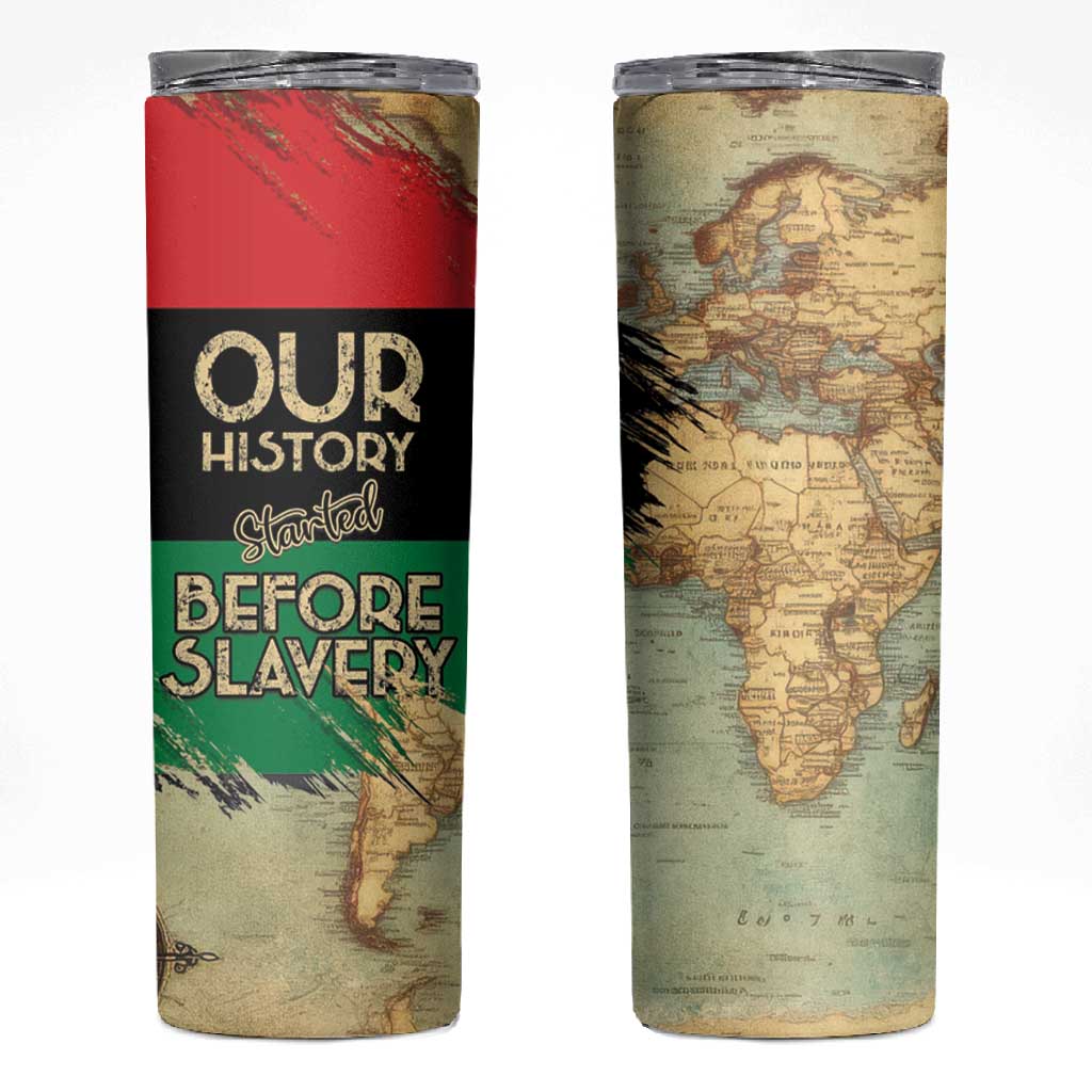 Pan-African Flag Day Skinny Tumbler African Map - Vintage Style LT15