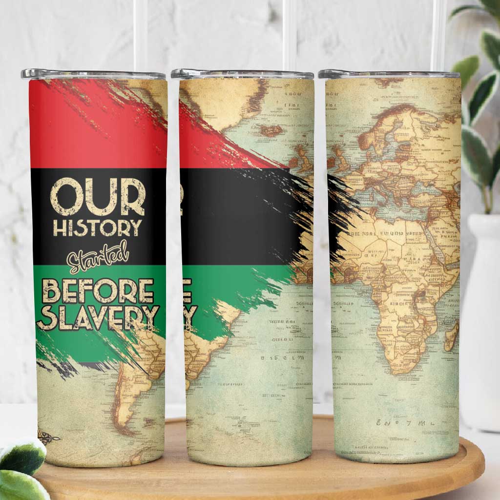 Pan-African Flag Day Skinny Tumbler African Map - Vintage Style LT15