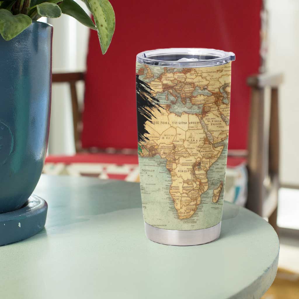 Pan-African Flag Day Tumbler Cup African Map - Vintage Style LT15