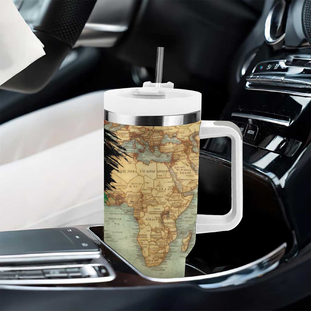 Pan-African Flag Day Tumbler With Handle African Map - Vintage Style LT15