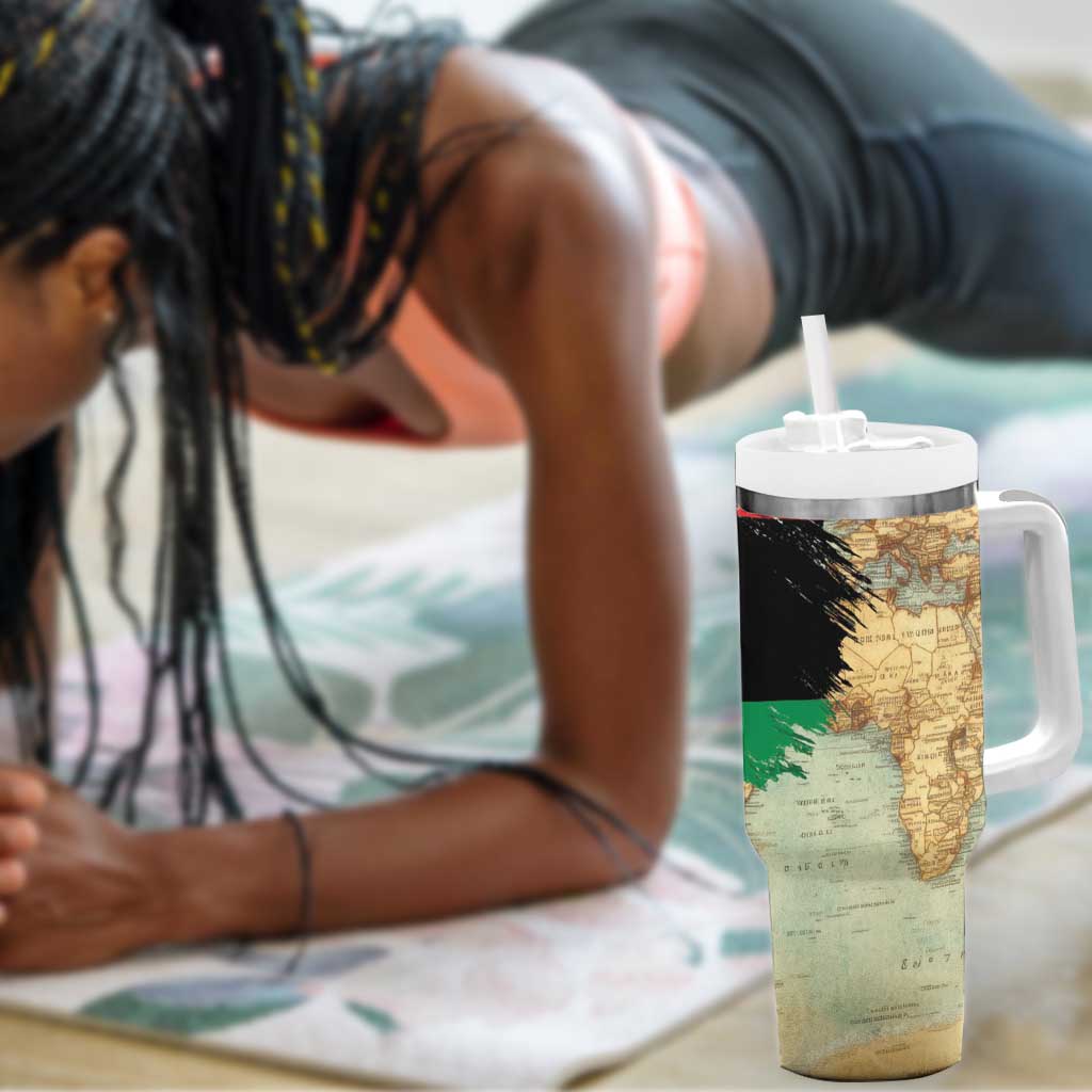 Pan-African Flag Day Tumbler With Handle African Map - Vintage Style LT15