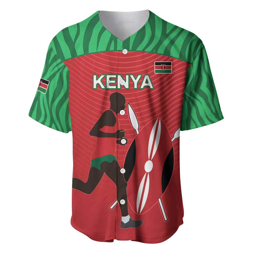 Custom Afro Athletics Kenya Baseball Jersey Kenyan Runner - Maasai Shield LT15