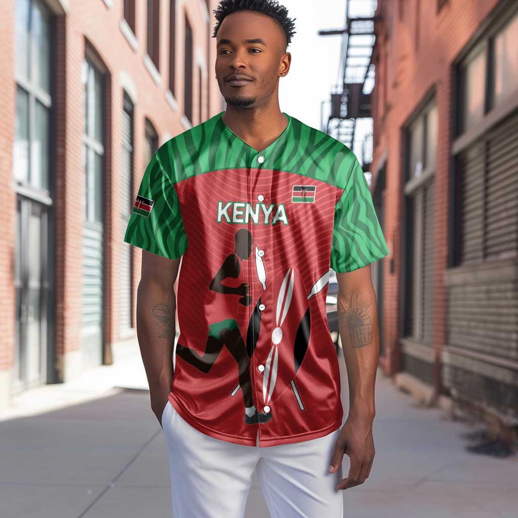 Custom Afro Athletics Kenya Baseball Jersey Kenyan Runner - Maasai Shield LT15