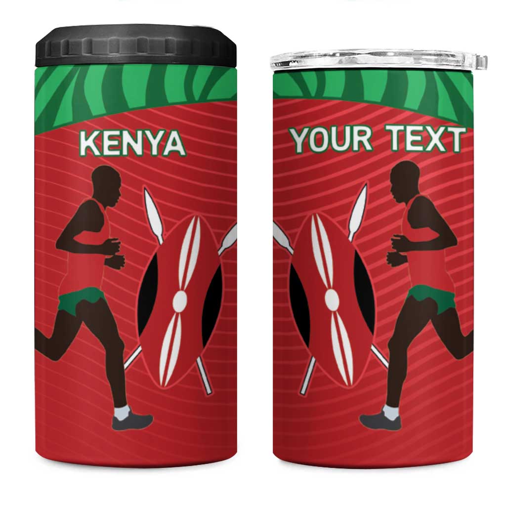 Custom Afro Athletics Kenya 4 in 1 Can Cooler Tumbler Kenyan Runner - Maasai Shield LT15