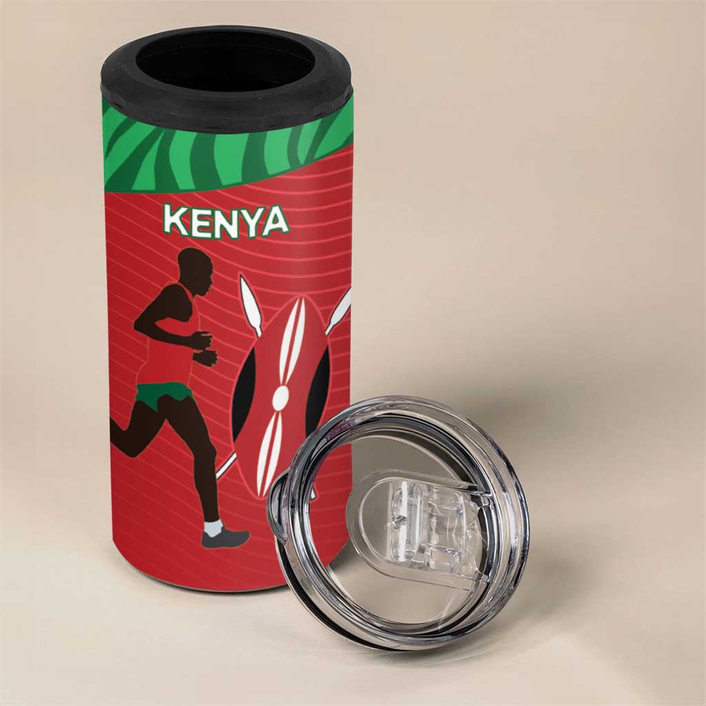 Custom Afro Athletics Kenya 4 in 1 Can Cooler Tumbler Kenyan Runner - Maasai Shield LT15