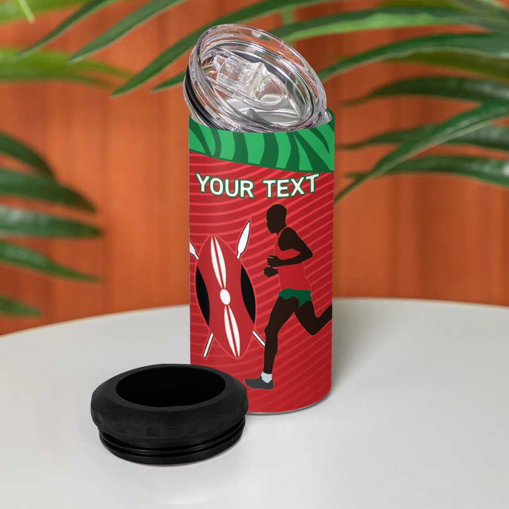 Custom Afro Athletics Kenya 4 in 1 Can Cooler Tumbler Kenyan Runner - Maasai Shield LT15
