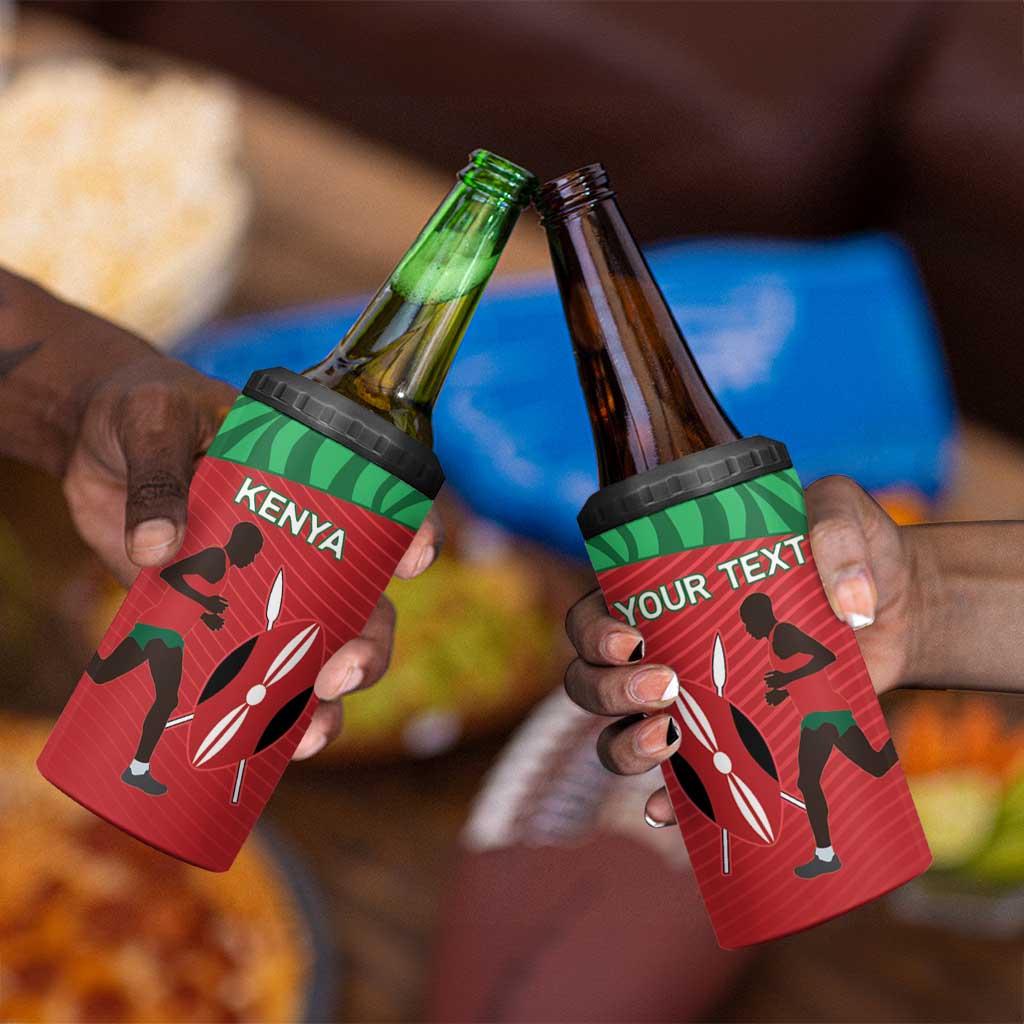 Custom Afro Athletics Kenya 4 in 1 Can Cooler Tumbler Kenyan Runner - Maasai Shield LT15