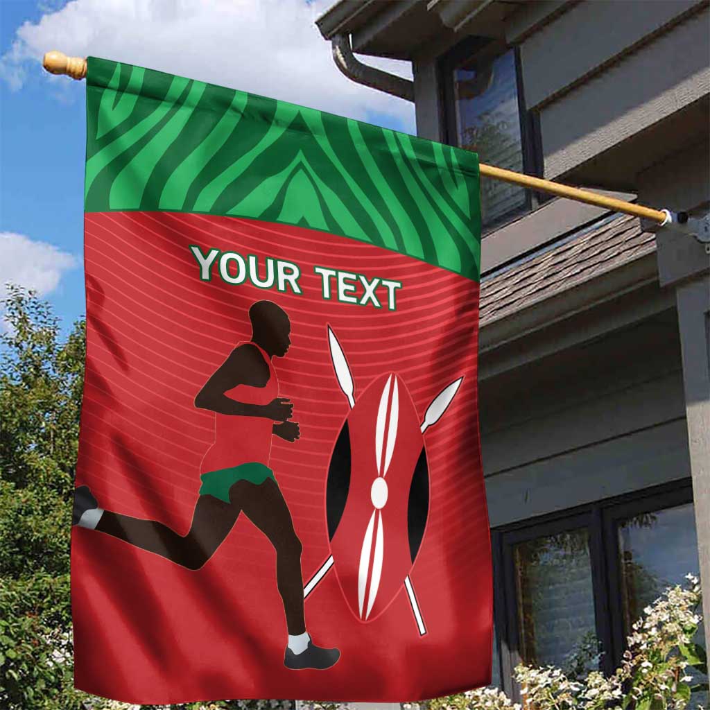 Custom Afro Athletics Kenya Garden Flag Kenyan Runner - Maasai Shield LT15