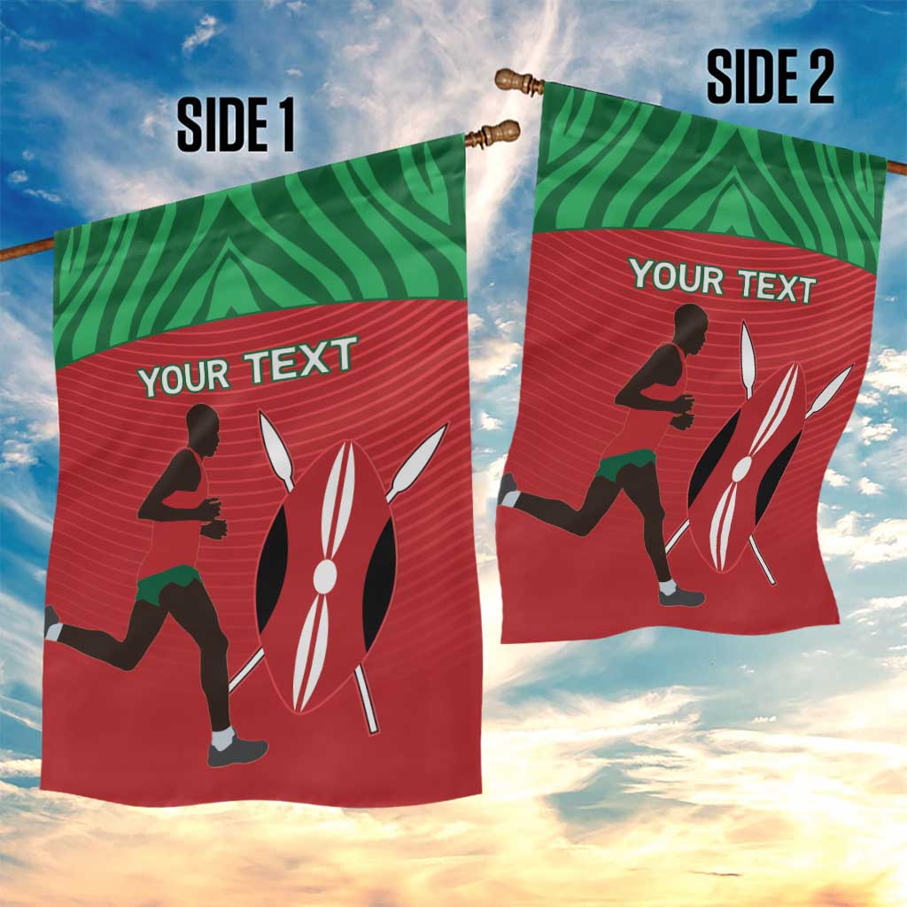 Custom Afro Athletics Kenya Garden Flag Kenyan Runner - Maasai Shield LT15