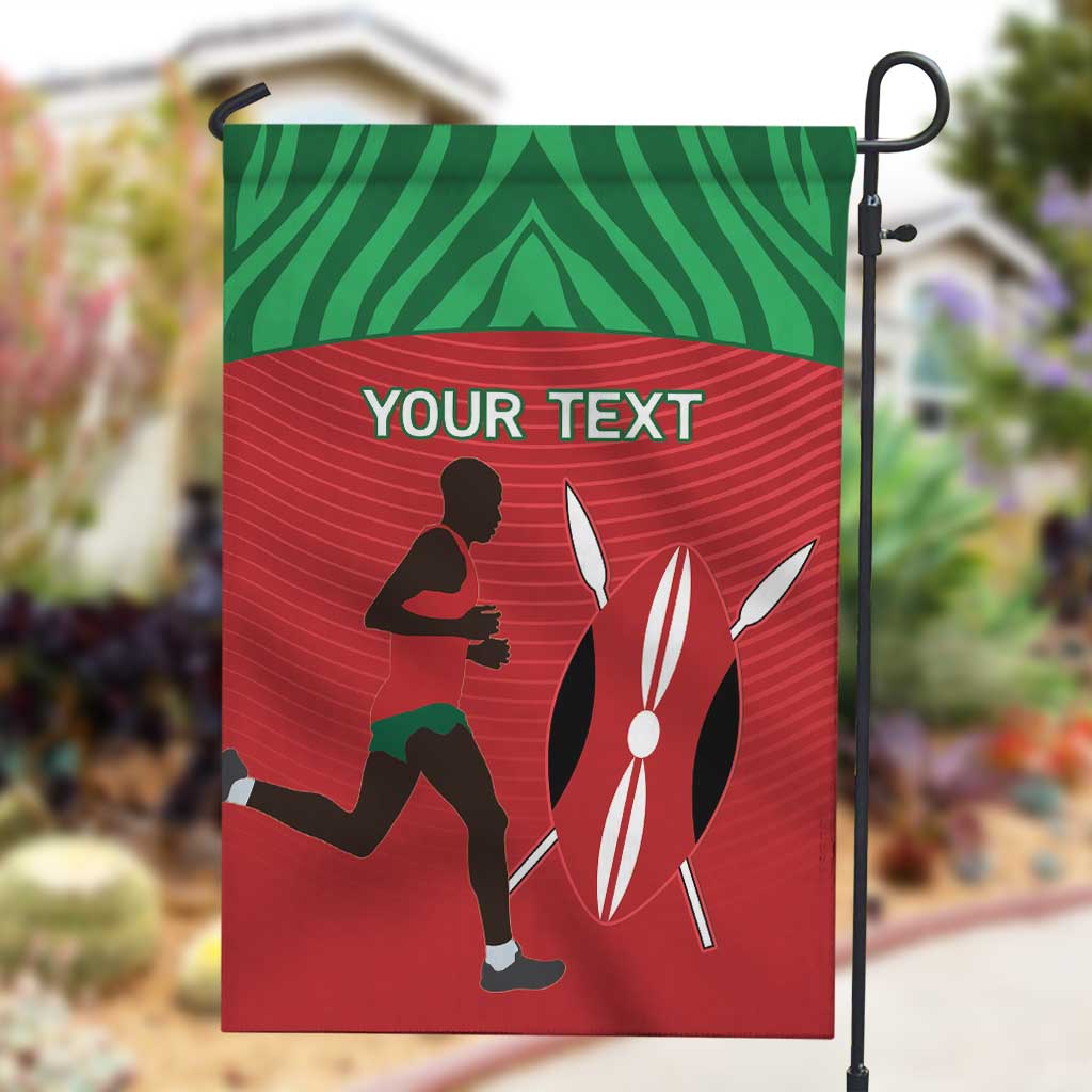 Custom Afro Athletics Kenya Garden Flag Kenyan Runner - Maasai Shield LT15