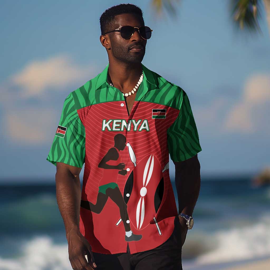Custom Afro Athletics Kenya Hawaiian Shirt Kenyan Runner - Maasai Shield LT15