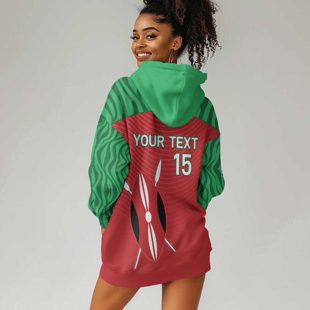 Custom Afro Athletics Kenya Hoodie Dress Kenyan Runner - Maasai Shield LT15