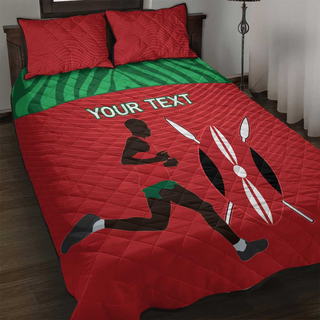 Custom Afro Athletics Kenya Quilt Bed Set Kenyan Runner - Maasai Shield LT15