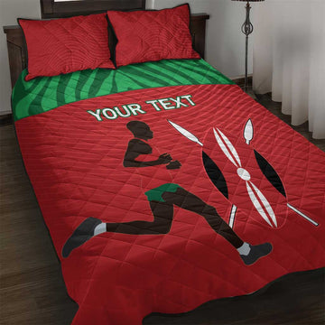 Custom Afro Athletics Kenya Quilt Bed Set Kenyan Runner - Maasai Shield LT15