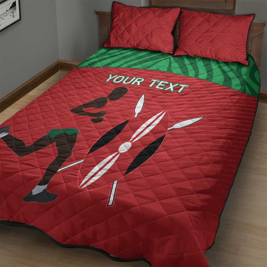 Custom Afro Athletics Kenya Quilt Bed Set Kenyan Runner - Maasai Shield LT15