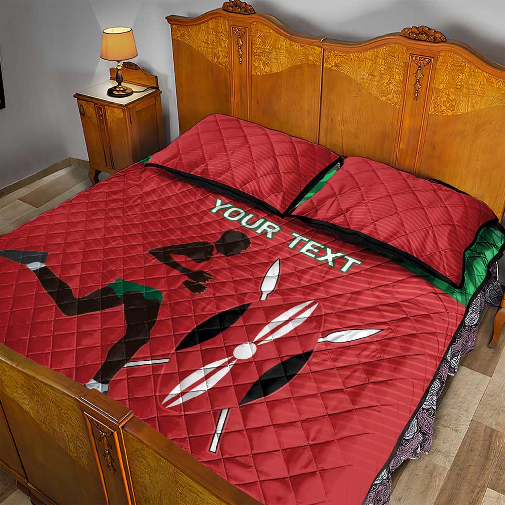 Custom Afro Athletics Kenya Quilt Bed Set Kenyan Runner - Maasai Shield LT15
