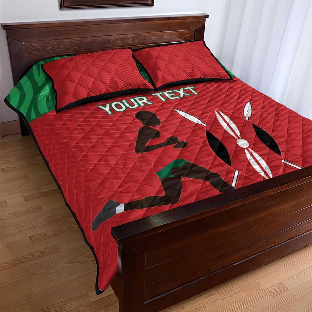 Custom Afro Athletics Kenya Quilt Bed Set Kenyan Runner - Maasai Shield LT15