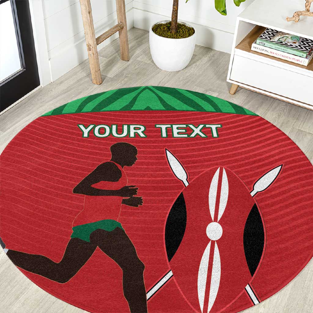 Custom Afro Athletics Kenya Round Carpet Kenyan Runner - Maasai Shield LT15