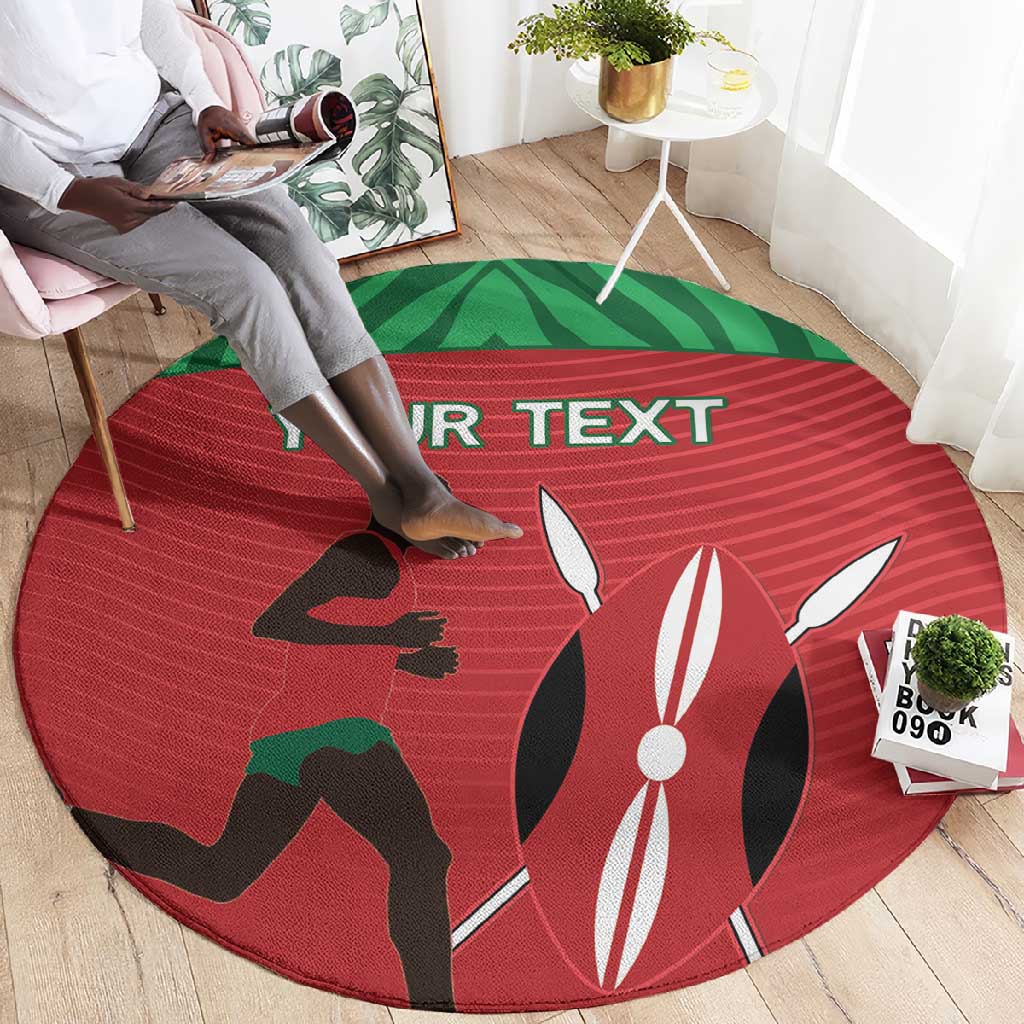 Custom Afro Athletics Kenya Round Carpet Kenyan Runner - Maasai Shield LT15