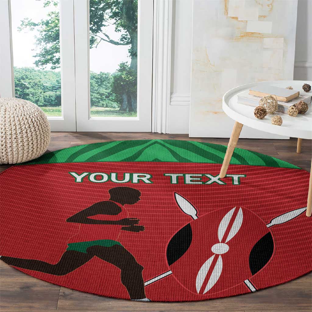 Custom Afro Athletics Kenya Round Carpet Kenyan Runner - Maasai Shield LT15